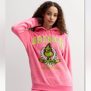 NWT Grinch Pink Fleece Hoodie Juniors XL